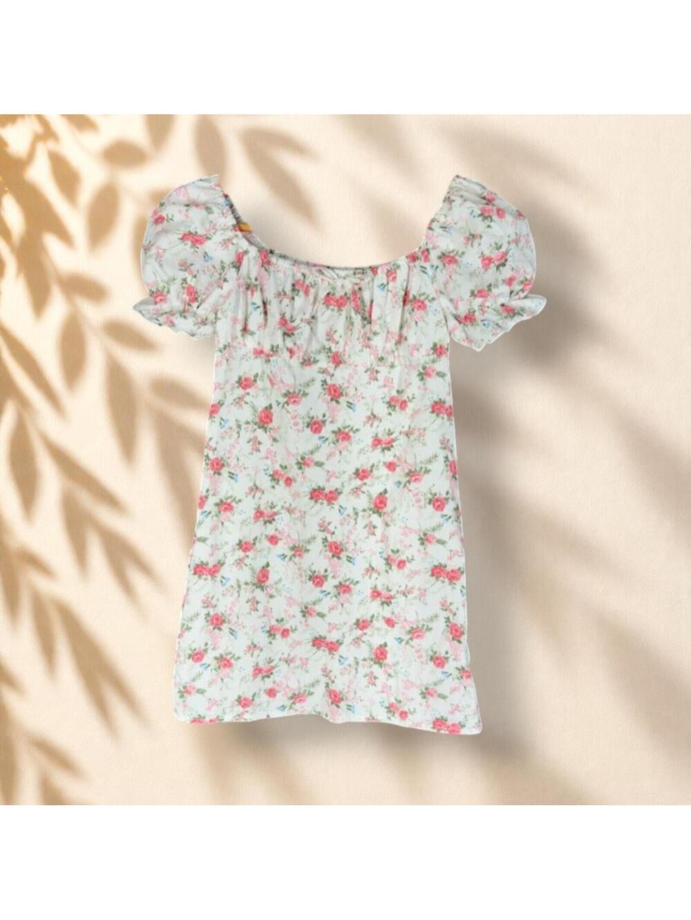 New Verdusa Mini Dress Women S Small White Floral Short Short Sleeve Casual
